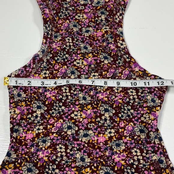 Mod Retro NWOT Free People Wishful Floral Printed Ribbed Tank in Mulberry S - Picture 5 of 9